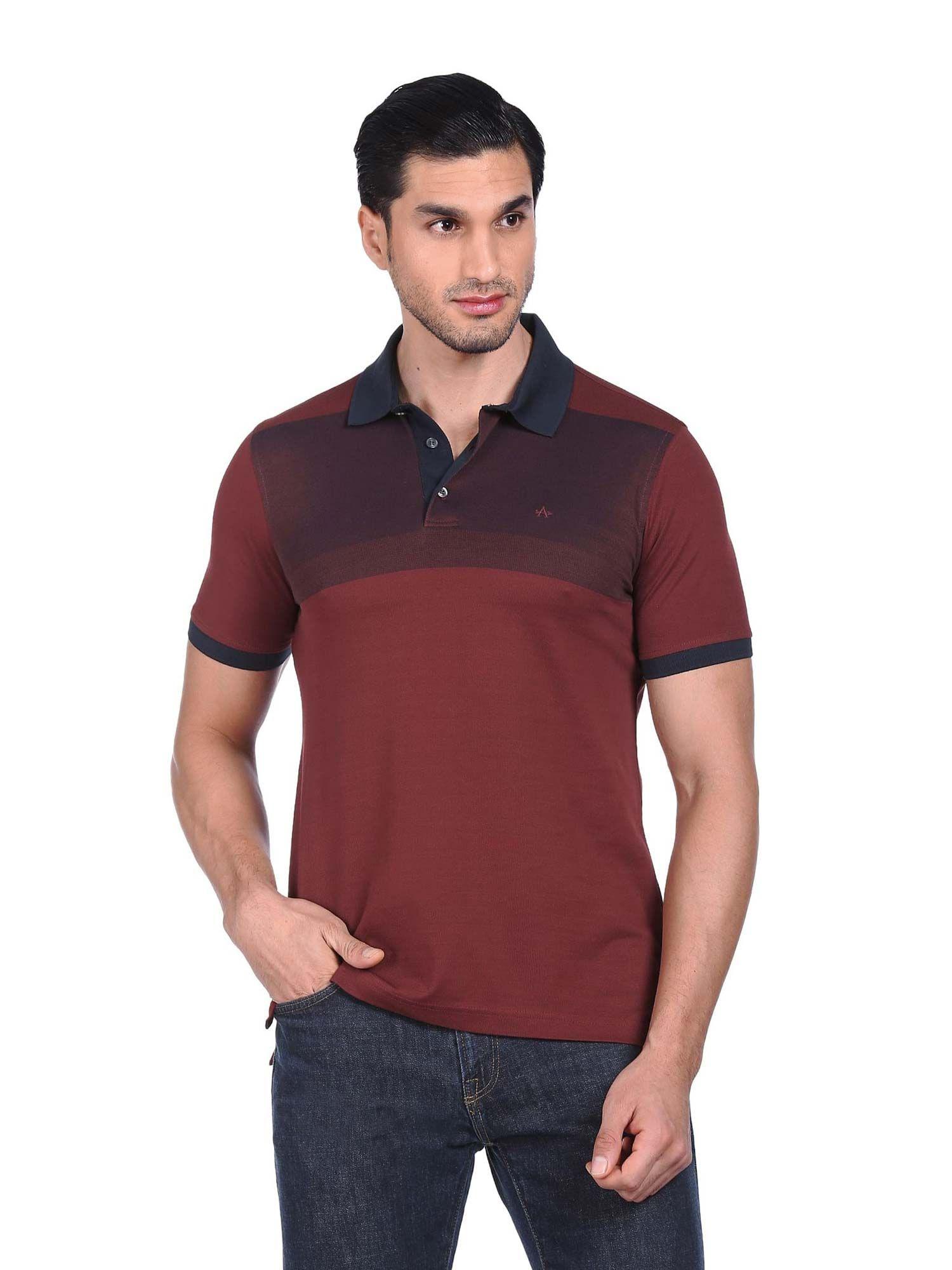 men red horizontal stripe pique polo t-shirt