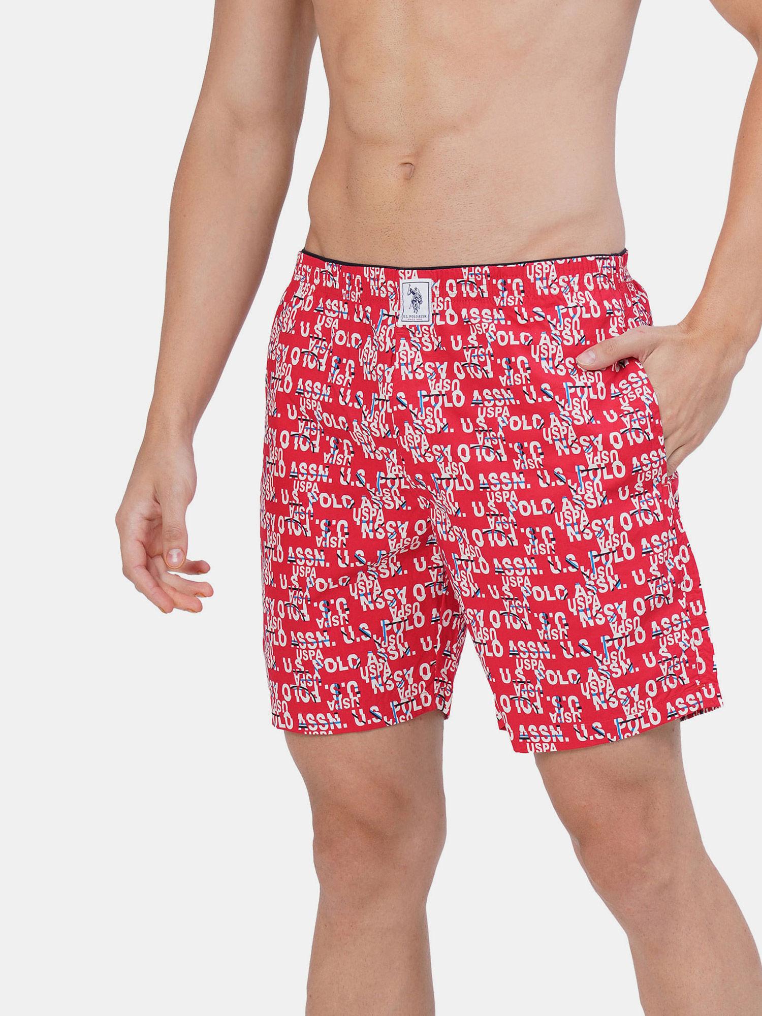 men red iyab relaxed fit printed cotton boxers