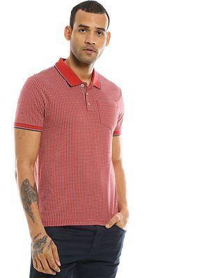men red patch pocket cotton polo shirt