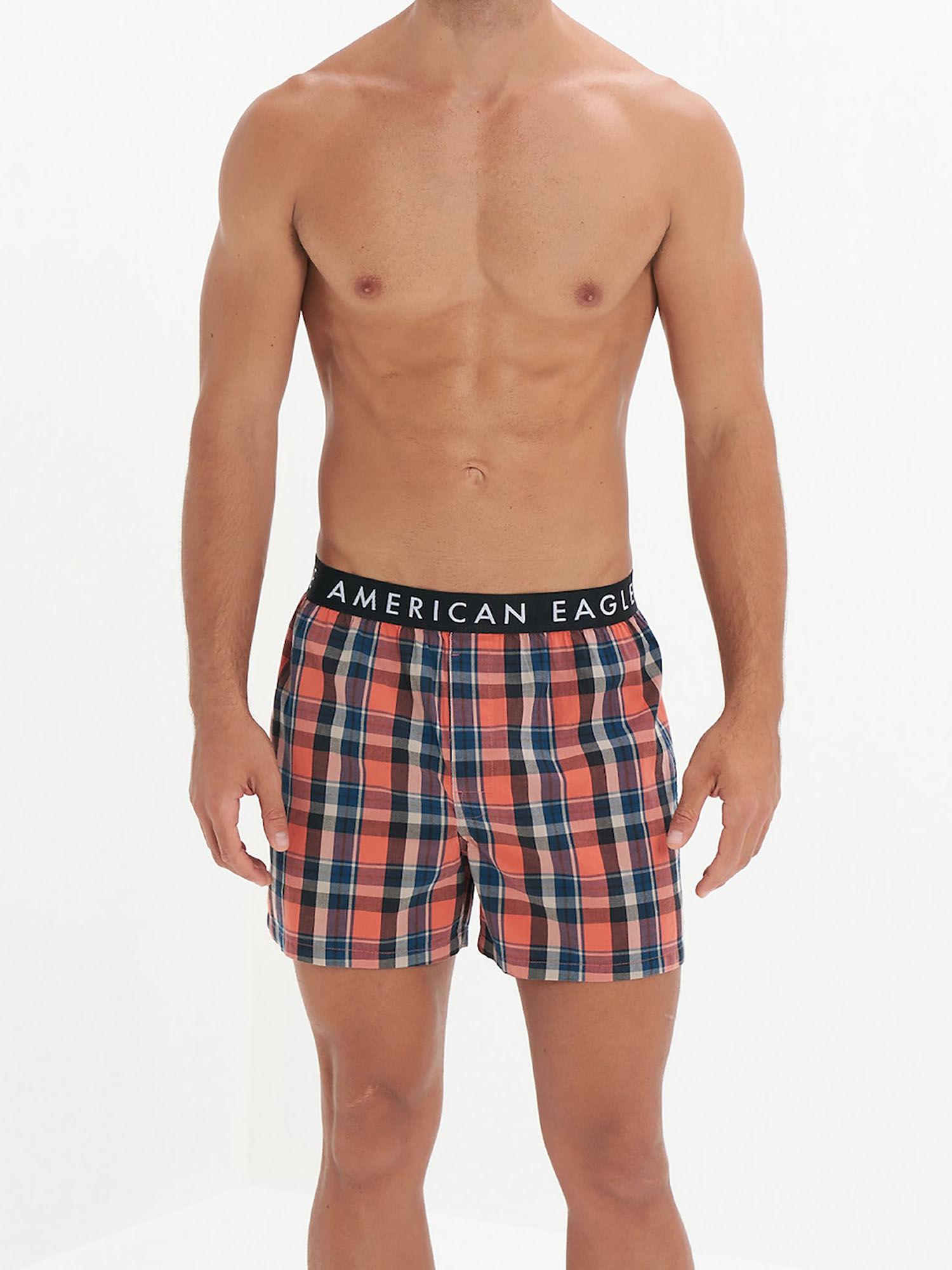 men red plaid flannel boxer short