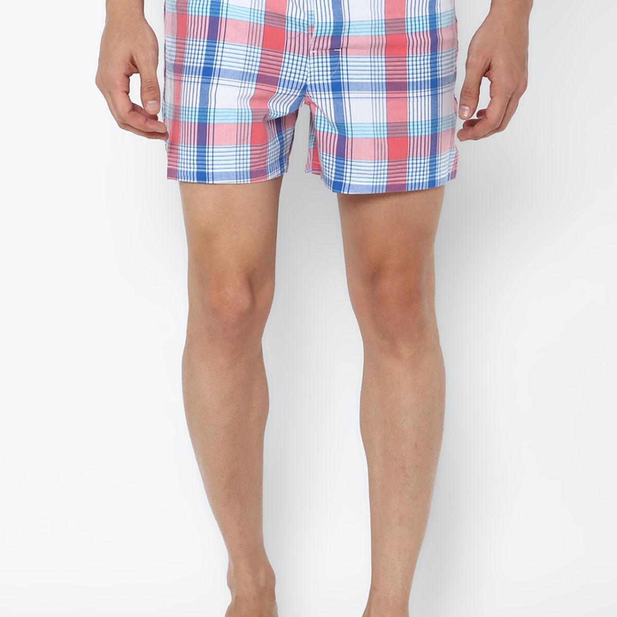 men red plaid stretch boxer short red