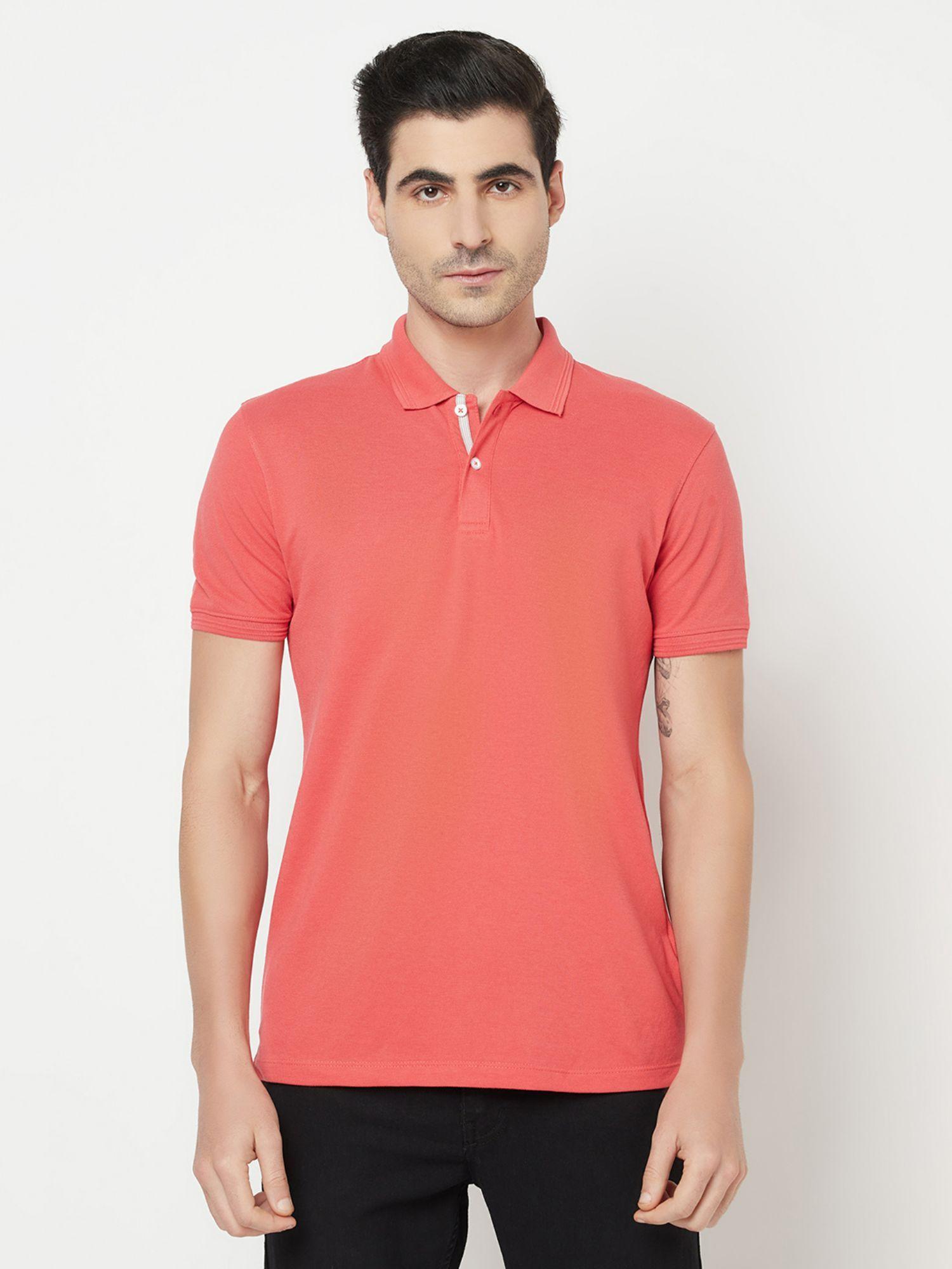 men red polo collar t-shirt