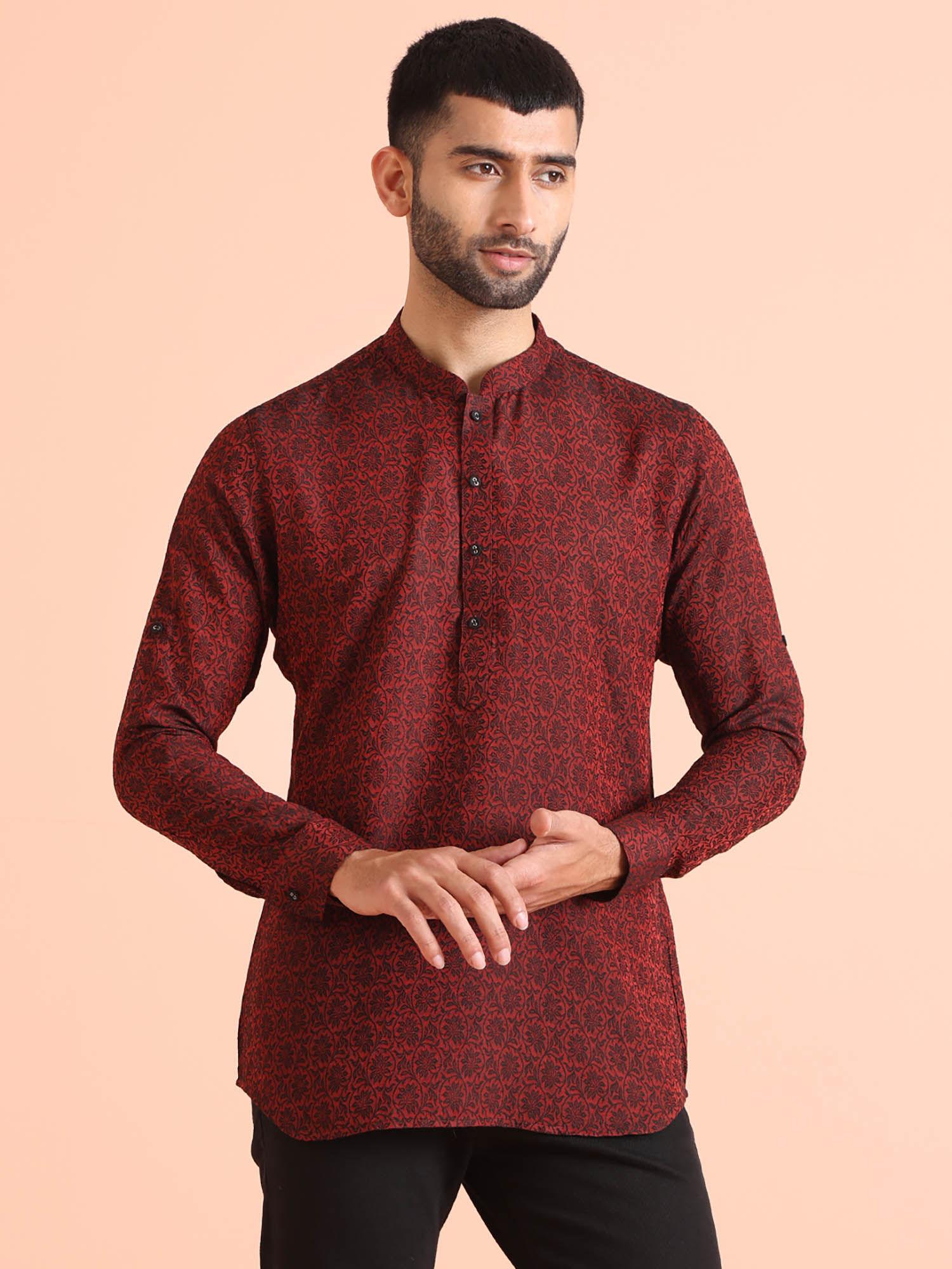 men red short kurta