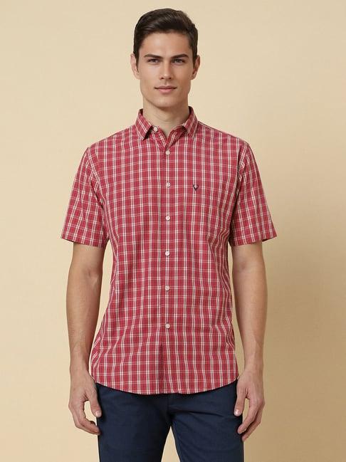 men red slim fit check half sleeves casual shirts