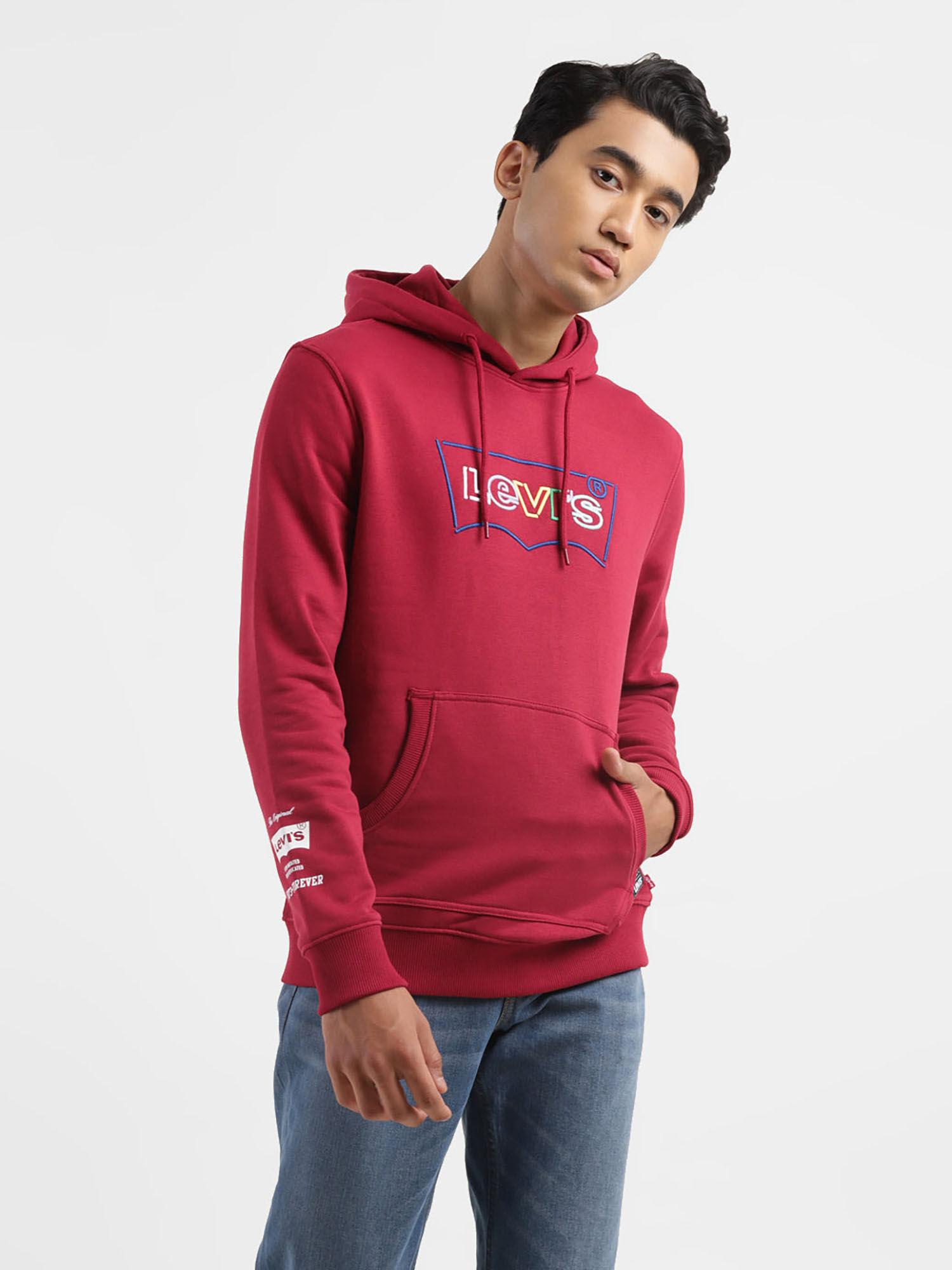 men red solid regular fit sweatshirt