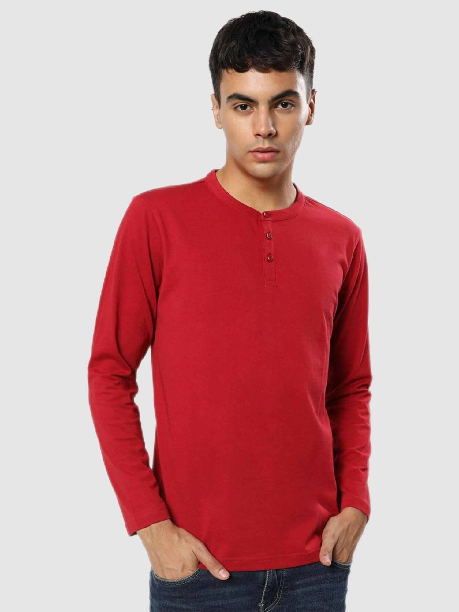 men red solid t-shirt