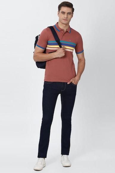 men red stripe polo neck polo t-shirts