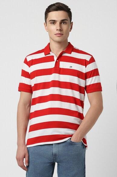 men red stripe polo neck polo t-shirts