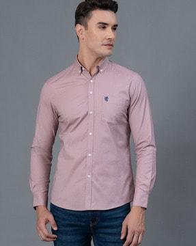 men regular-fit button-down shirt with patch pocket