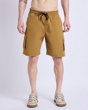 men regular fit cargo shorts with elasticated drawstring waist