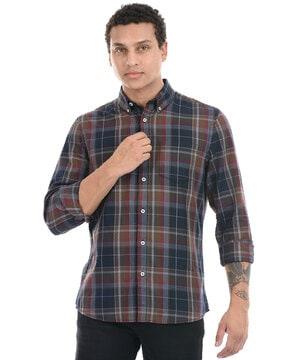 men regular fit checked shirt