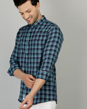 men regular fit checked shirt