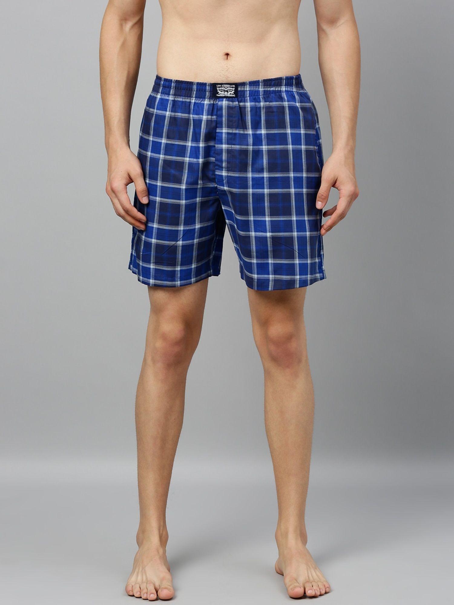 men regular fit checkered boxer shorts blue