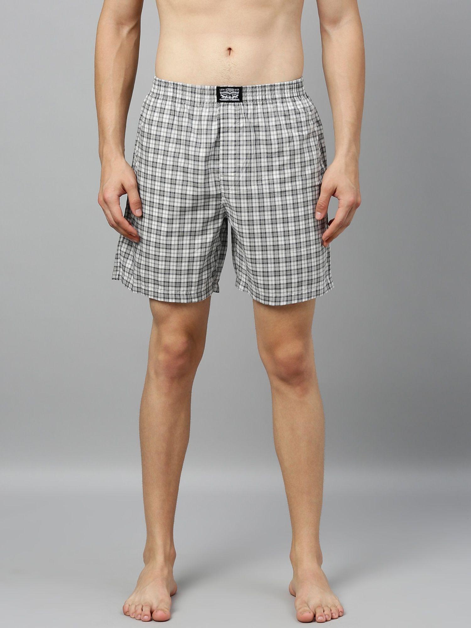 men regular fit checkered boxer shorts grey