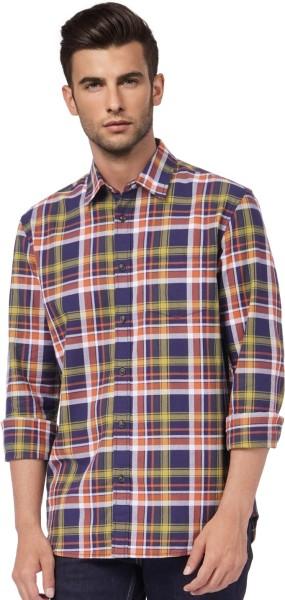 men regular fit checkered casual shirt