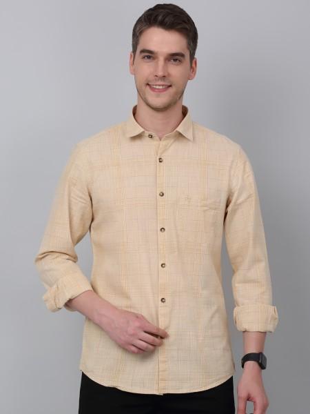 men regular fit checkered spread collar casual shirt