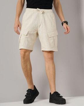 men regular fit city shorts with elasticated drawstring waist