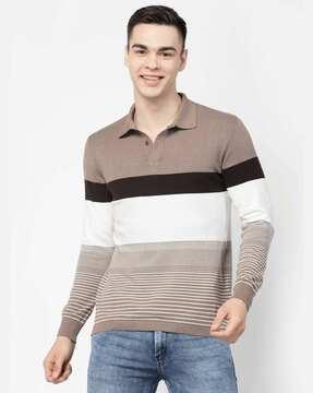 men regular fit colourblock polo t-shirt