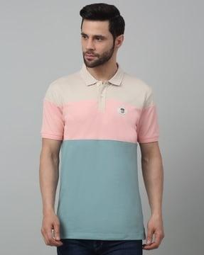 men regular fit colourblock polo t-shirt