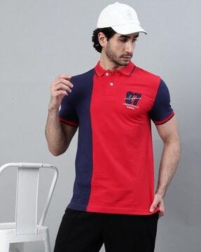 men regular fit colourblock polo t-shirt