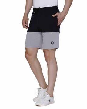 men regular fit colourblock shorts