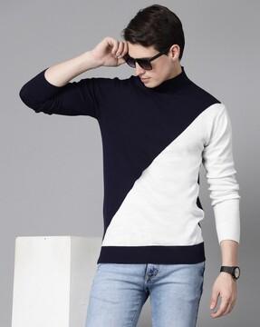 men regular fit colourblock sweatshirt