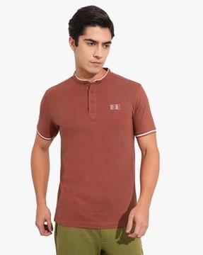 men regular fit cotton henley t-shirt