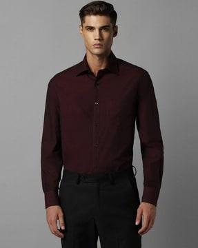 men regular fit cotton shirt with patch pocket