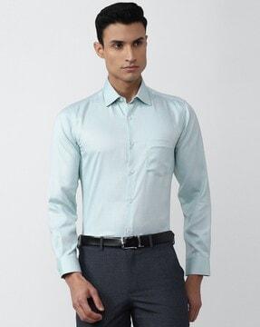 men regular fit cotton shirt with patch pocket