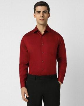 men regular fit cotton shirt with patch pocket