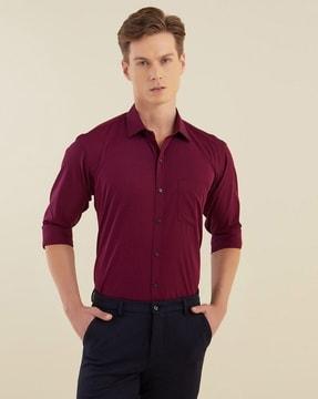 men regular fit cotton shirt with patch pocket