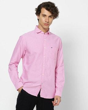 men regular fit cotton shirt with patch pocket