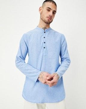 men regular fit cotton short kurta