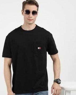 men regular fit crew-neck t-shirt with brand badge