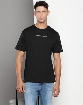 men regular fit crew-neck t-shirt with brand embroidery