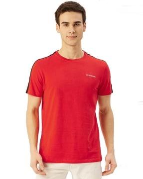 men regular fit crew-neck t-shirt with contrast taping
