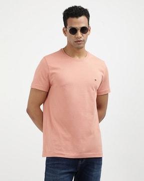 men regular fit crew-neck t-shirt with logo applique