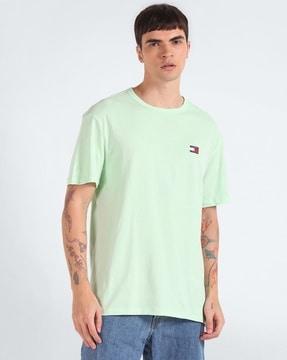 men regular fit crew-neck t-shirt with logo badge