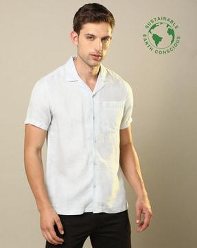 men regular fit cuban collar shirt