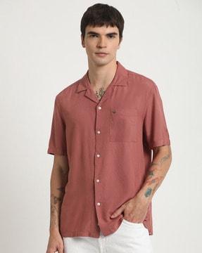 men regular fit cuban-collar shirt