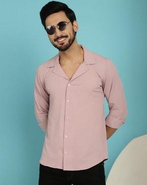 men regular fit cuban-collar shirt