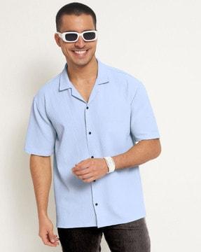 men regular fit cuban-collar shirt