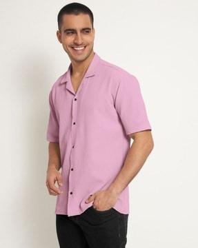 men regular fit cuban-collar shirt