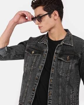 men regular fit denim jacket