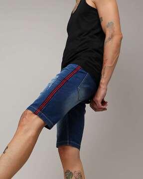 men regular fit denim shorts