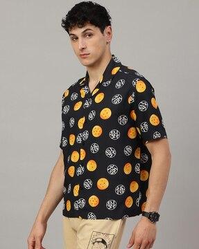 men regular fit dragon ball z printed knitted shirt