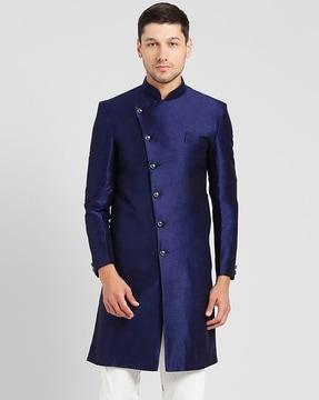 men regular fit dupion silk sherwani