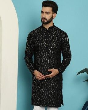 men regular fit embellished kurta