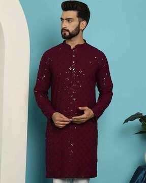 men regular fit embellished kurta