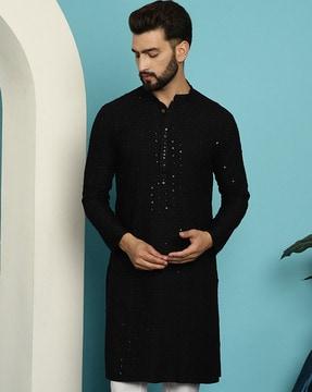 men regular fit embellished long kurta